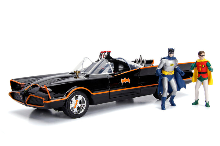 Batman Classic TV Series Batmobile with Batman & Robin, 1:18 Scale Vehicle & 3.75" Figures