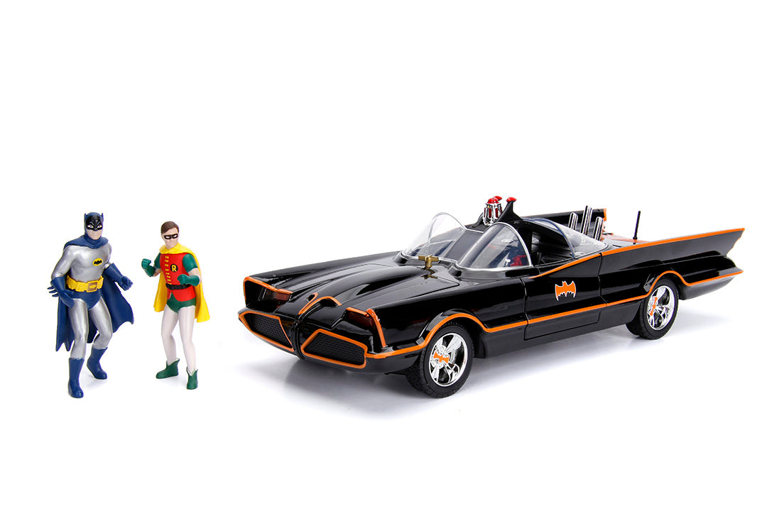 Batman Classic TV Series Batmobile with Batman & Robin, 1:18 Scale Vehicle & 3.75" Figures