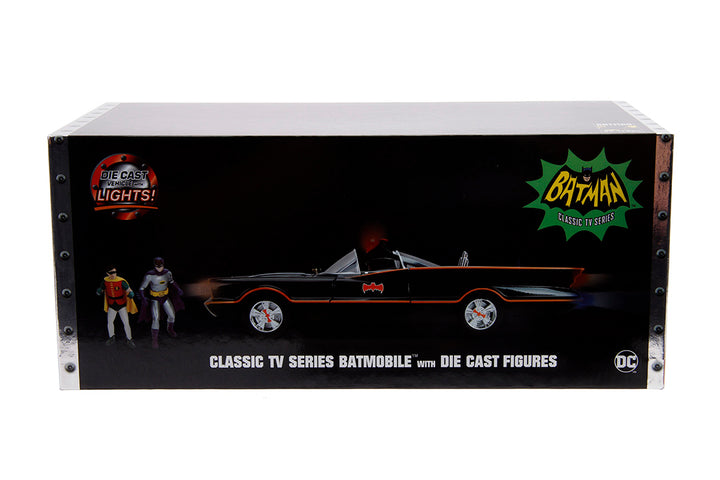 Batman Classic TV Series Batmobile with Batman & Robin, 1:18 Scale Vehicle & 3.75" Figures