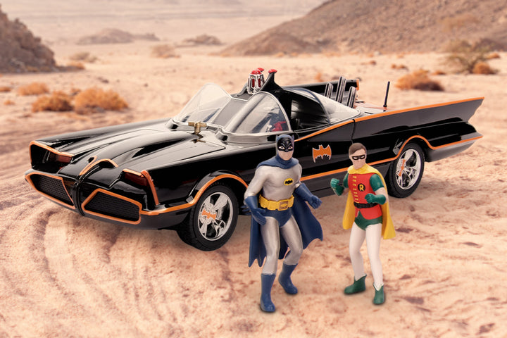 Batman Classic TV Series Batmobile with Batman & Robin, 1:18 Scale Vehicle & 3.75" Figures
