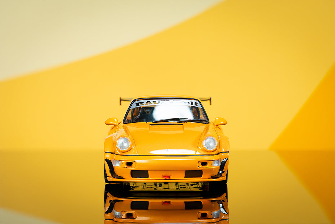 Fast Speed Porsche 964 RWB Widebody HIBIKI GT Version Rear Wing In Orange 1 64 Fast Speed Porsche 964 RWB Widebody HIBIKI GT Version Rear Wing In Orange 1 64