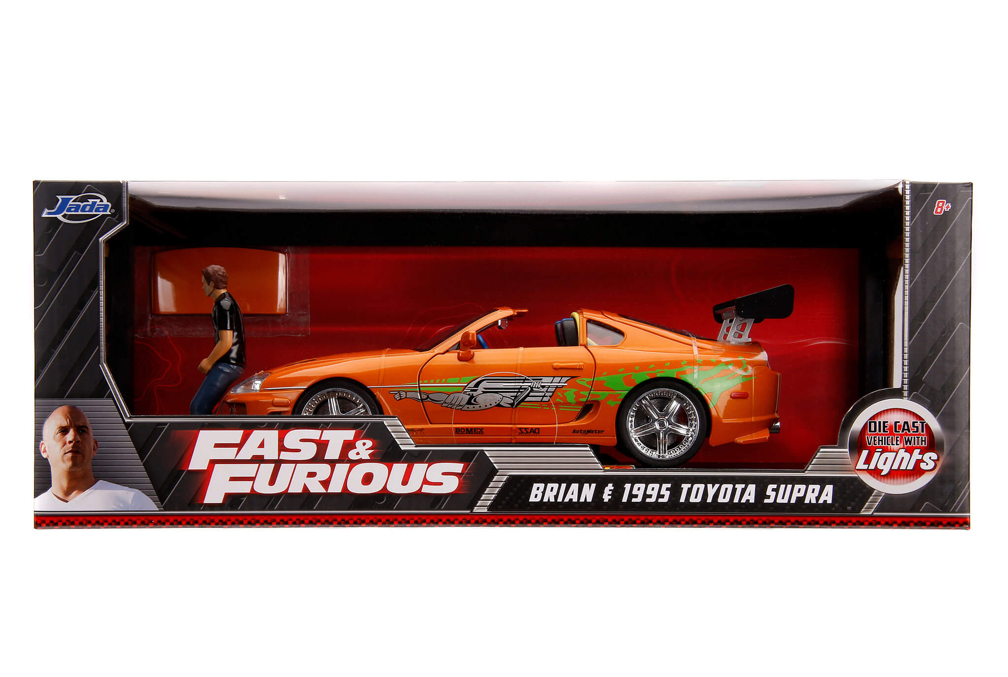 ミニカー JADA 1/18 BRIAN 1995 SUPRA 1995 Toyota Supra w/Lights & Brian Figurine , Fast & Furious